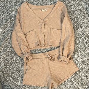 LA Hearts Coco Cardigan and Lounge Shorts Set